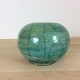 Vase boule raku vert pâle céramique