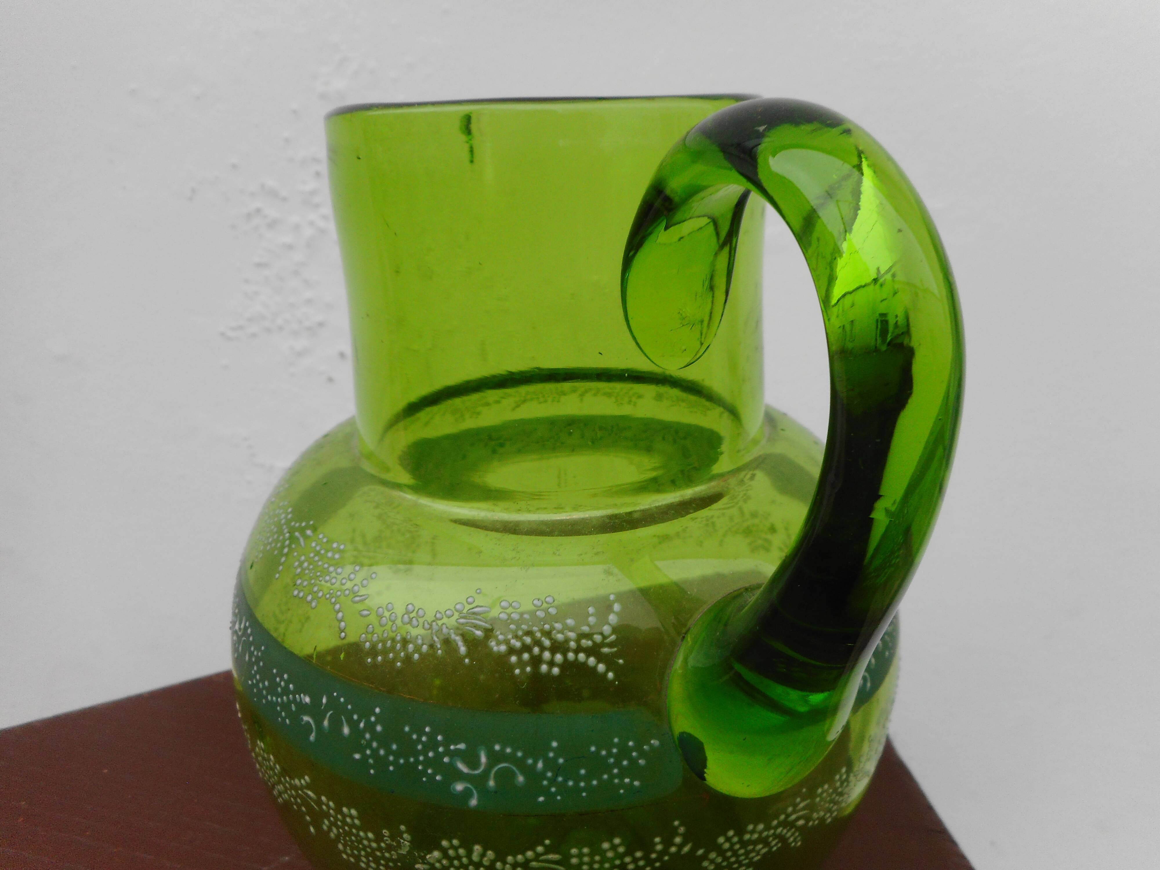 Green glass pitcher