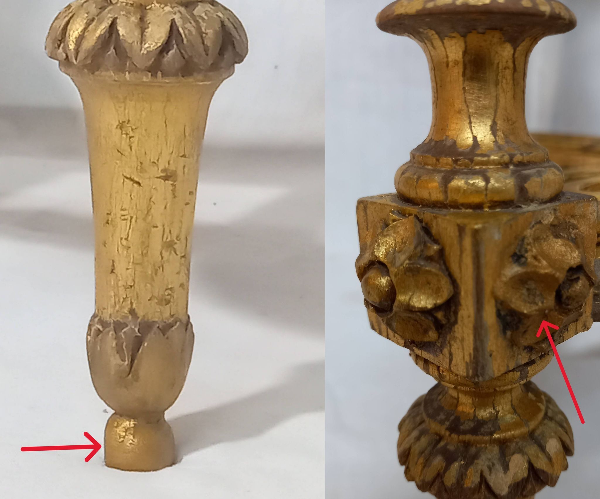 Napoleon III Pedestal Table (late 19th C.) Gilded and Carved Wood with Modern Black Top