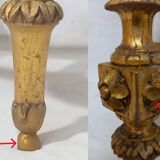 Napoleon III Pedestal Table (late 19th C.) Gilded and Carved Wood with Modern Black Top