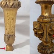 Napoleon III Pedestal Table (late 19th C.) Gilded and Carved Wood with Modern Black Top