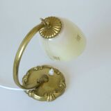 Antique Bedside Lamp / Art Deco Desk Lamp / Brass Table Light / Hand Blown