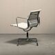Charles & Ray Eames EA108 Dining Chair in Polished Aluminum and White leath