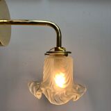 Gold bent applique vintage glass tulip