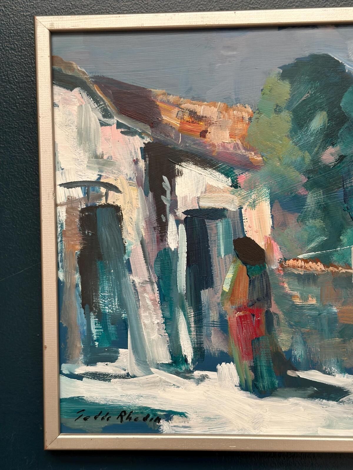 Original Swedish Oil On Panel – “Spanish Houses” By Tedde Rhodin