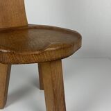 Sculptural Brutalist Chunky Tripod Stool in Oak, 1960s