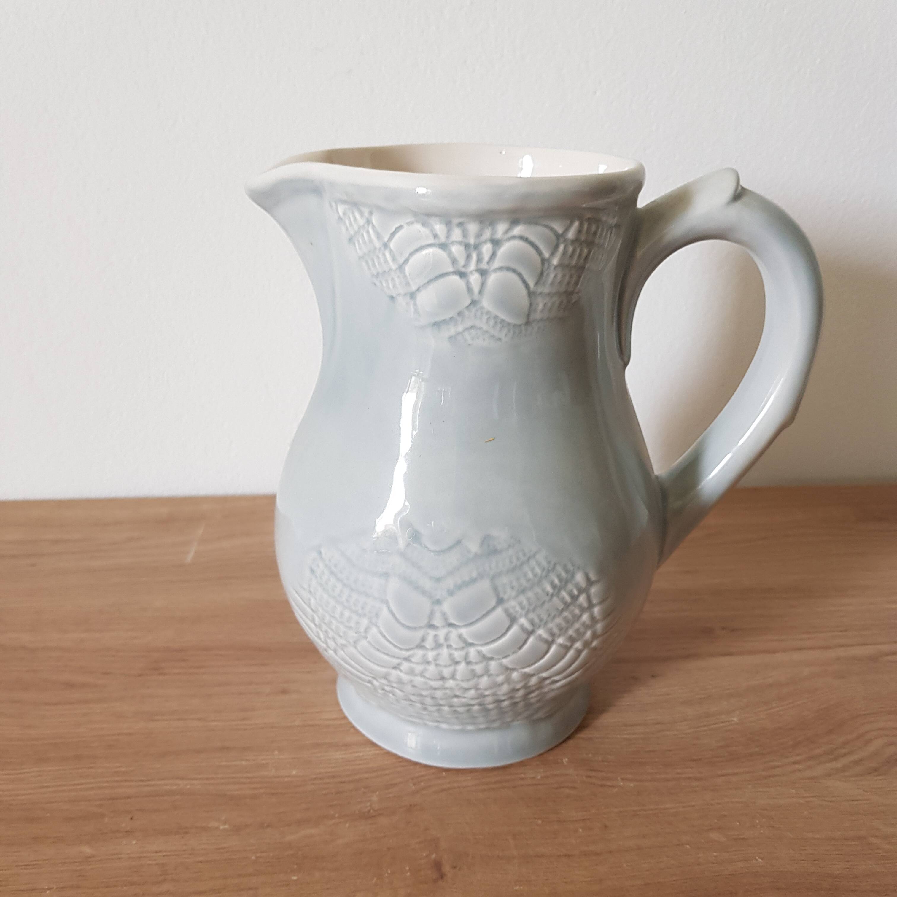 Pastel blue ceramic pitcher