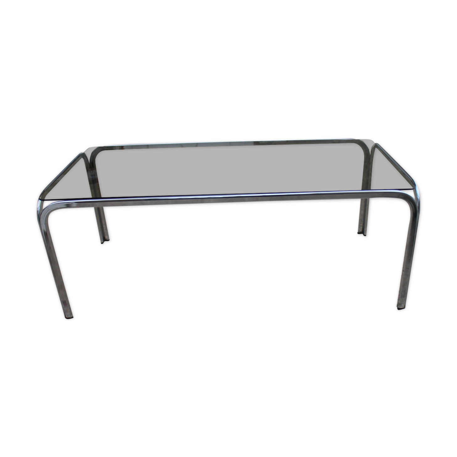 Coffee table chrome and smoked glass