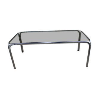 Coffee table chrome and smoked glass