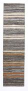 2x9 Brown Cream Striped Kilim Runner Rug, Kitchen Runner Rug, 69x272Cm