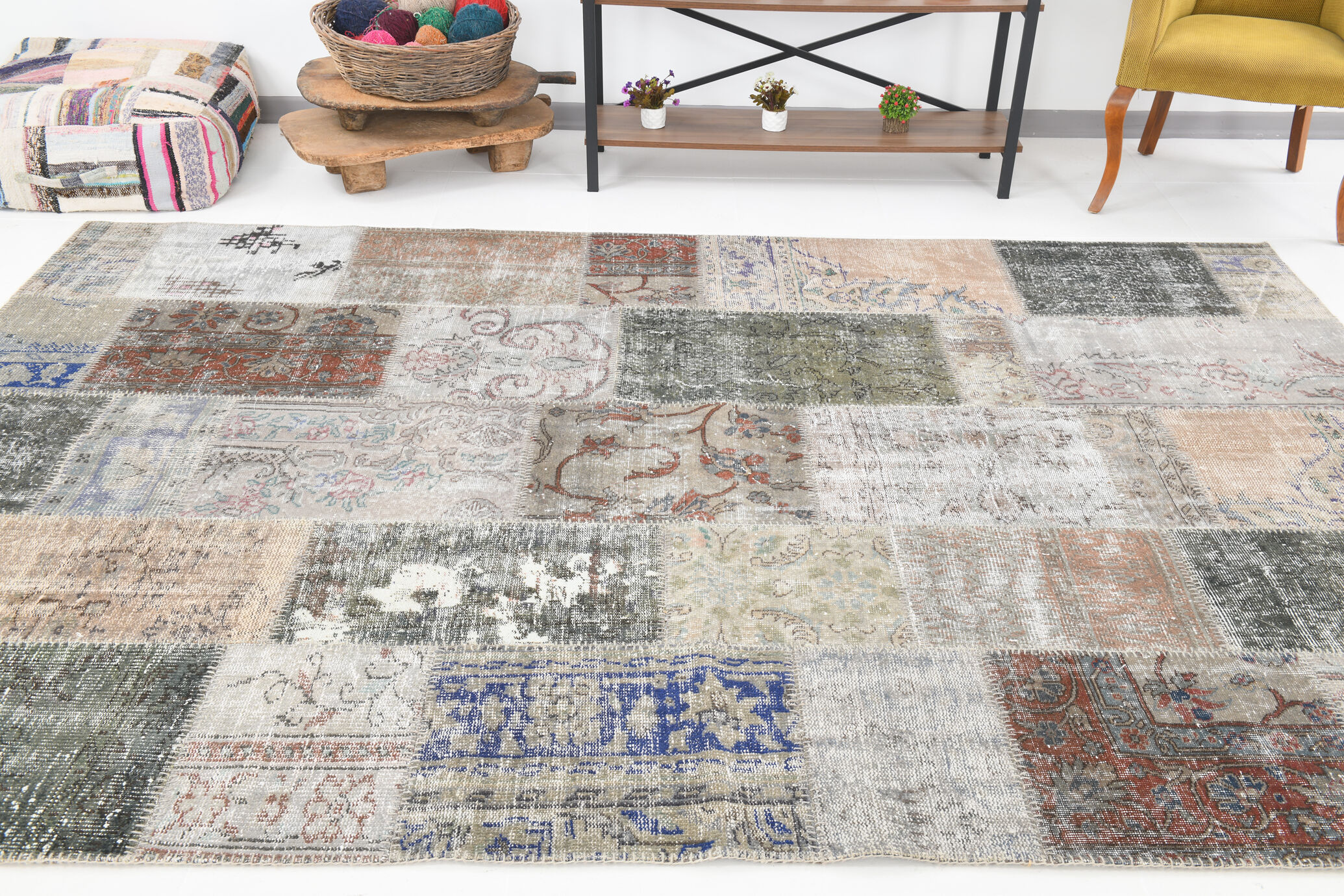 Hand-Made Wool Turkish Vintage Rug