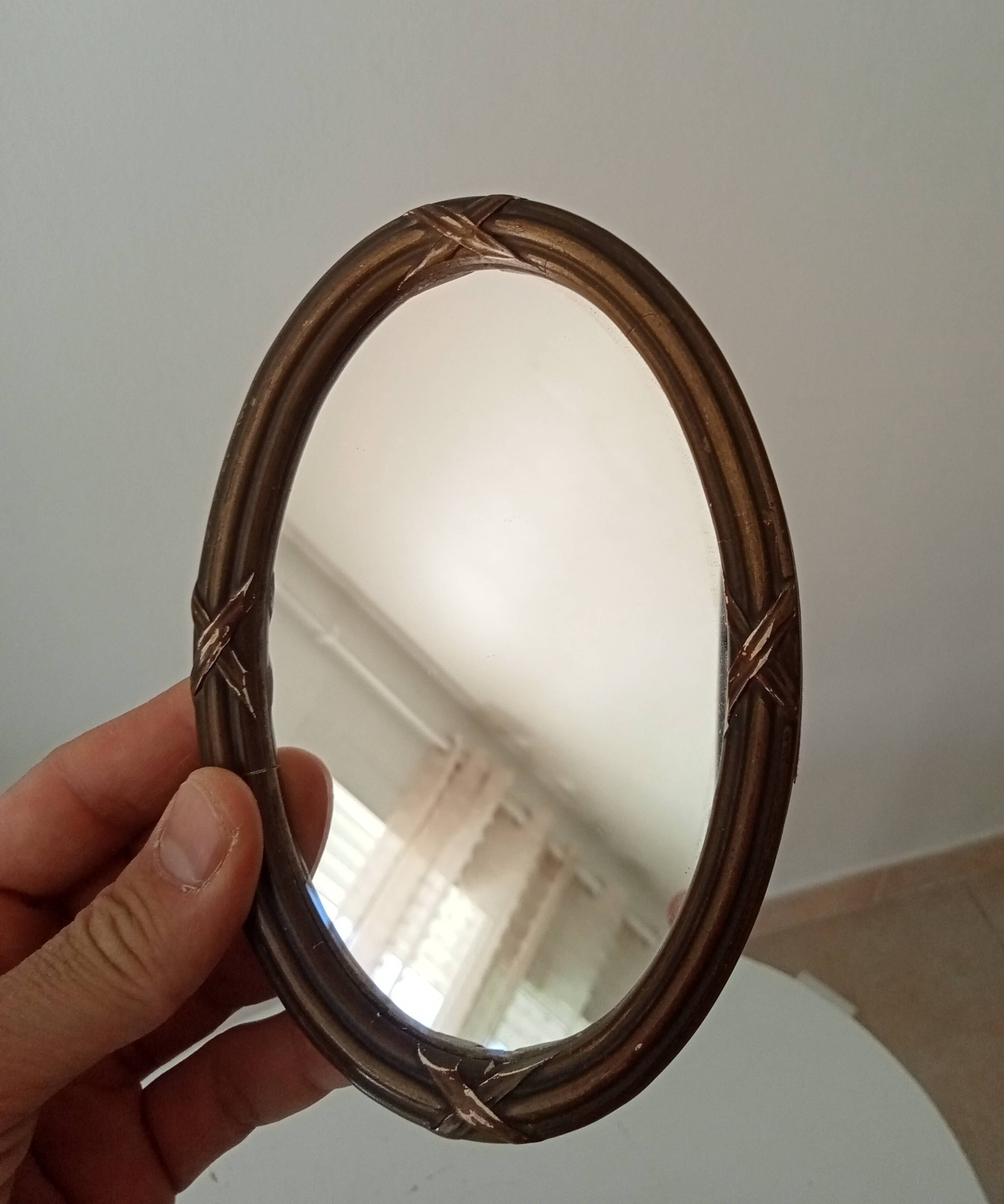 Vintage wooden mini mirror