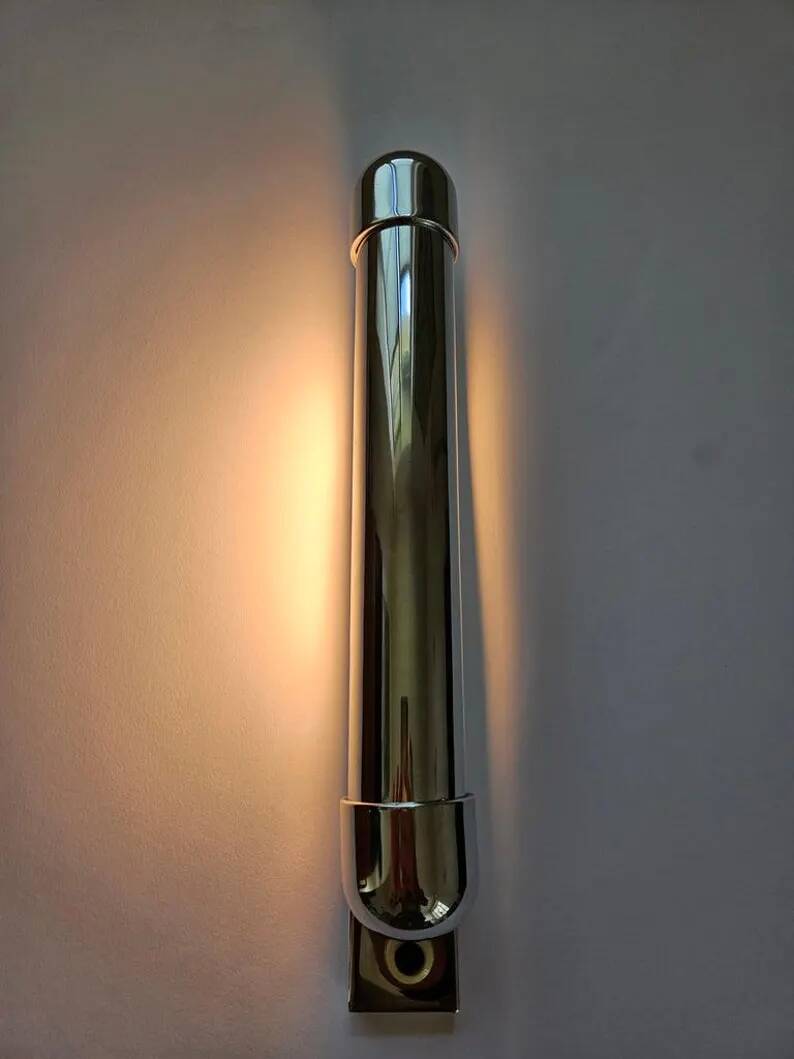 Rare Bauhaus, Art Deco, Functionalism never used Chrome Wall Lamp, 1930s