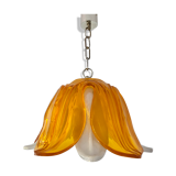 Suspension vintage plastique fleur pétales oranges et blancs