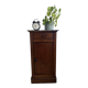 Vintage bedside table in the shape of a wooden column and a gray marble top