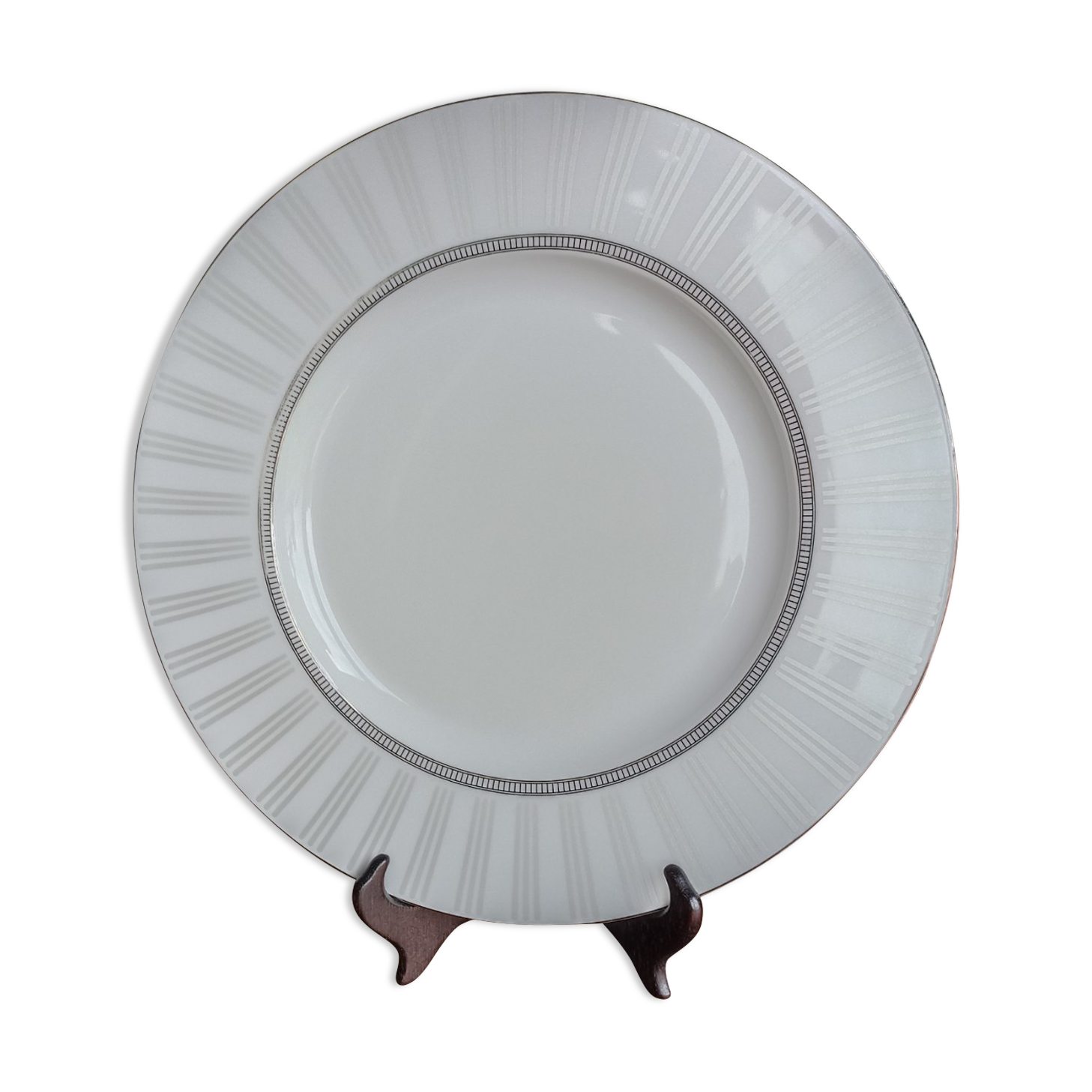 Guy Degrenne serving dish in Limoges porcelain, Venice Day Platinum