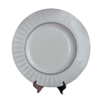 Plat de service Guy Degrenne en porcelaine de Limoges, Jour de Venise Platine