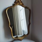 Antique large violin-shaped mirror in gilded wood, Rococo style, Louis XV (80x50 cm)