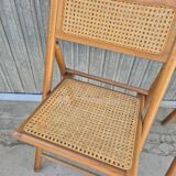 Set of 4 vintage Italian folding chairs in cane 1970s