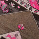 Geometric brown oushak runner rug, 97x326cm