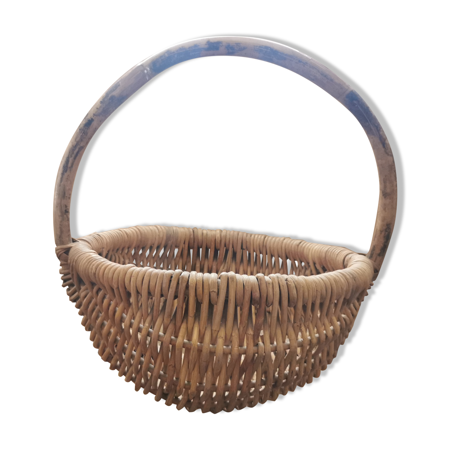 Large vintage basket braided wicker