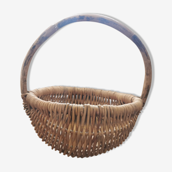Large vintage basket braided wicker
