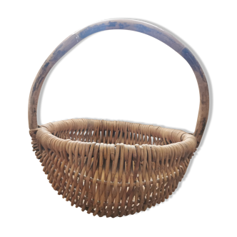 Large vintage basket braided wicker
