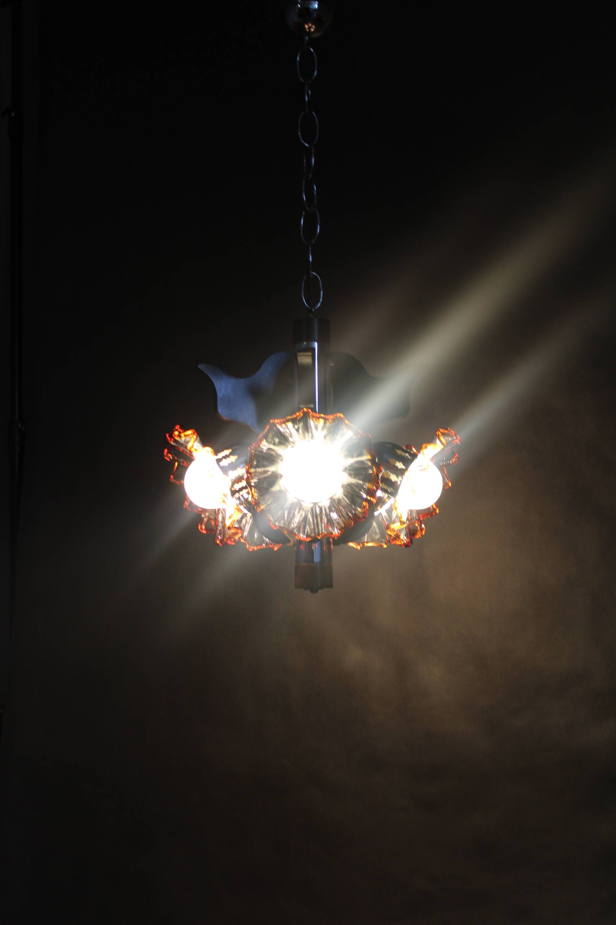 1970s Chandelier with Murano Glass Shades,Italy