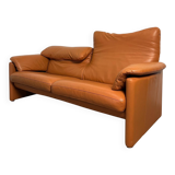 Maralunga Cassina style sofa in tan leather