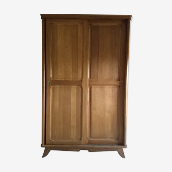 Large wardrobe in oak vintage late 40 s 1940 sliding door