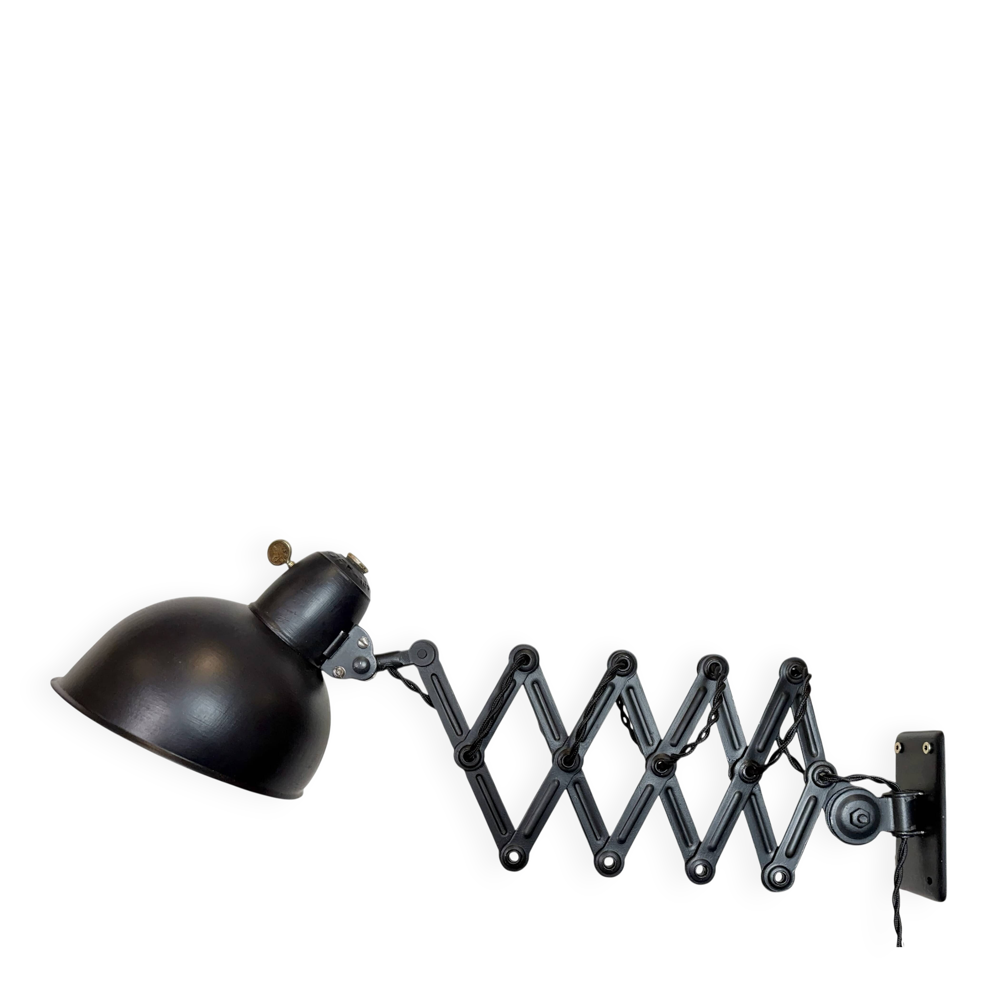 Black Industrial Bauhaus Scissor Wall Lamp from Kaiser Idell, 1930s