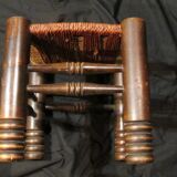 Charles Dudouyt style stool, 1940s, stained beech and rope,