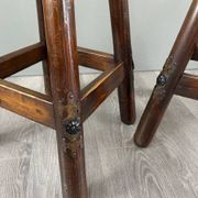 Rustic Carved Wooden Bar with Stools and Wine Chest, 20th Century