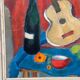 Swedish Oil on Canvas – “Still Life with Guitar and Wine Bottle”