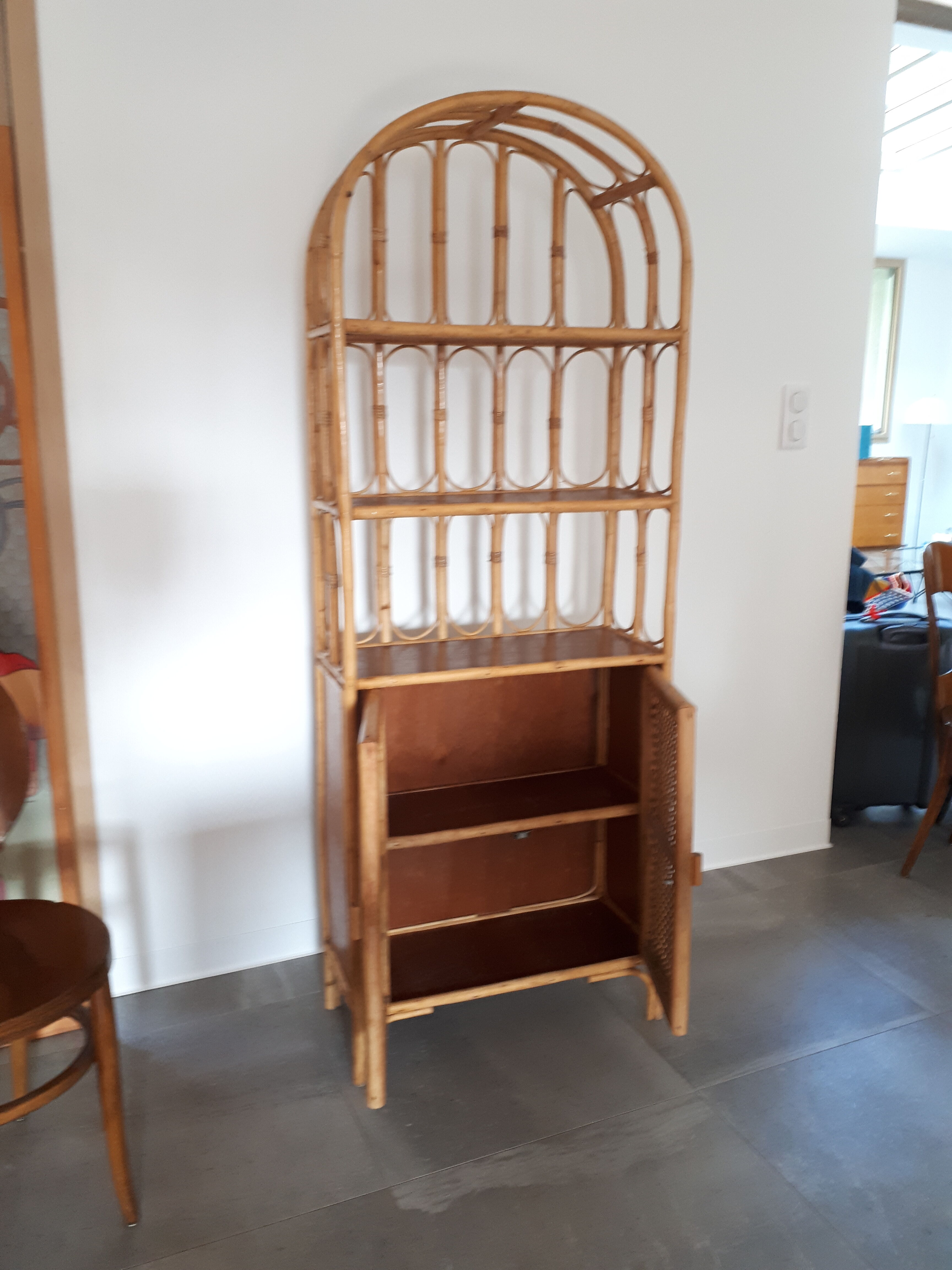 Furniture shelves rattan 60s