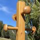 Modernist coat rack with 8 vintage 1980 hooks.