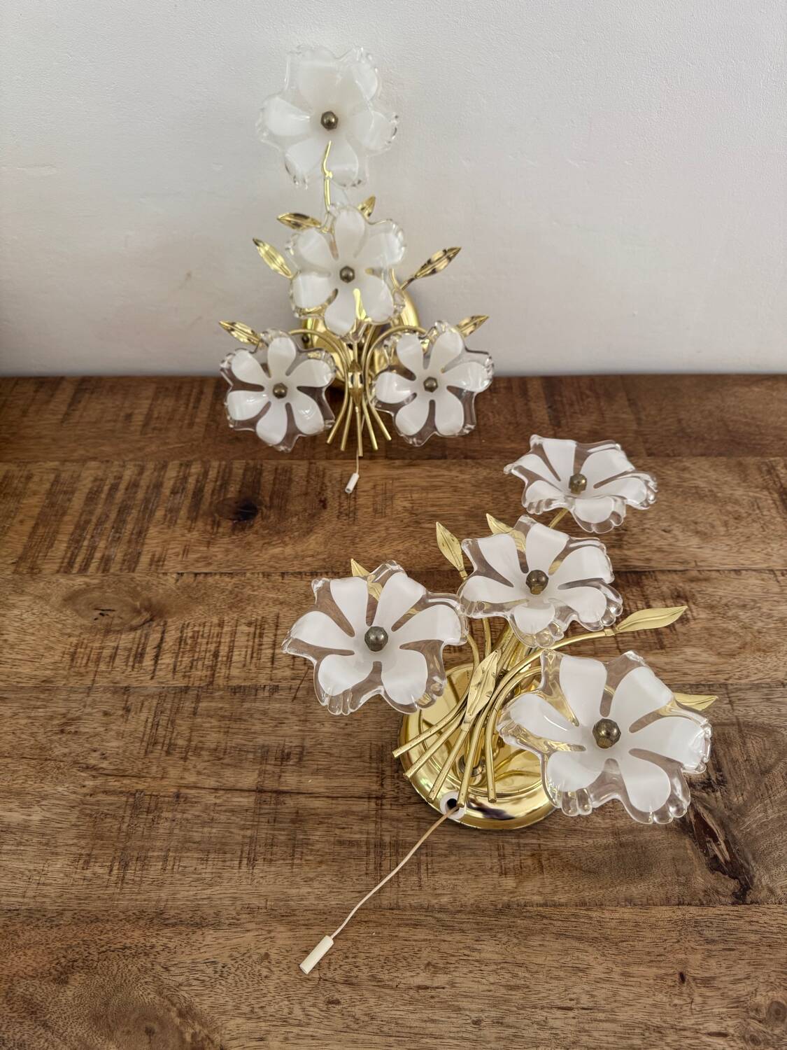 Set of Murano flower wall sconces