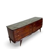 Commode en placage de palissandre avec plateau en onyx vert