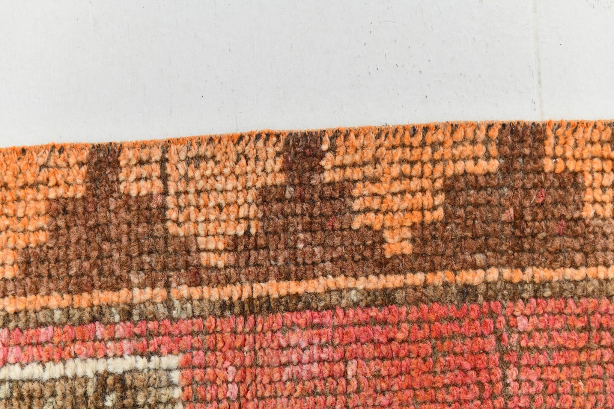 Brown & Orange Turkish Runner Rug, 92x328Cm