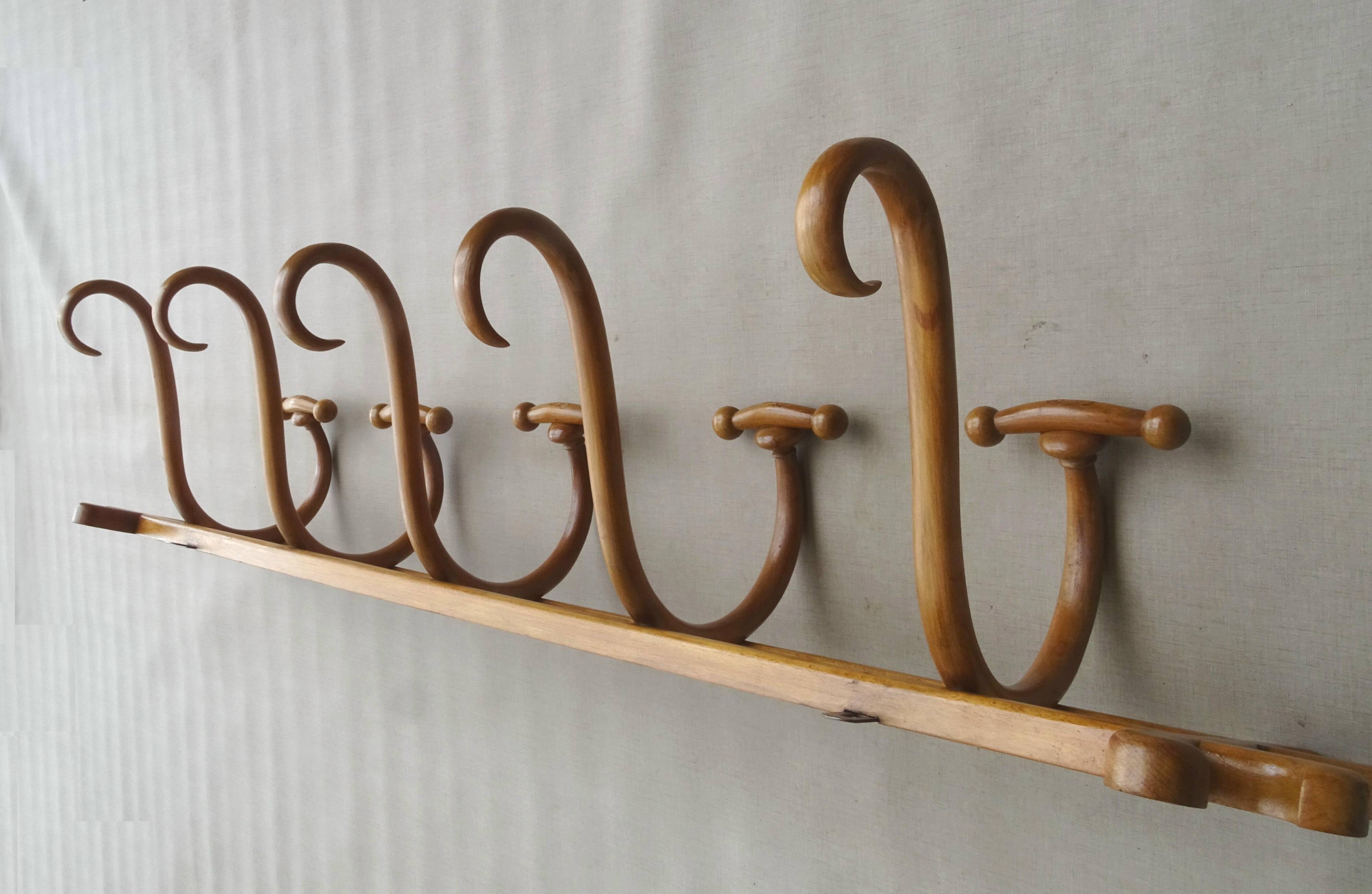Patère murale de thonet à 5 esses, 1900 ca