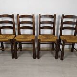 4 brutalist straw chairs