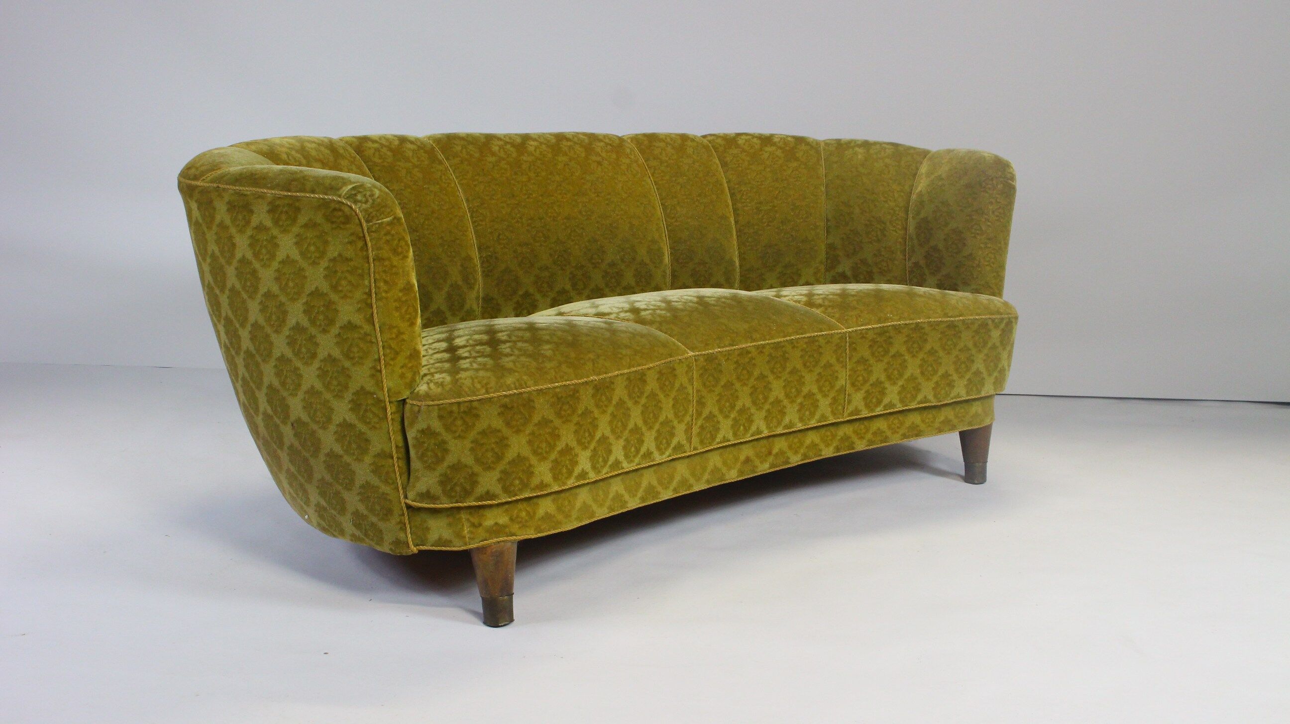 1950s Mid Century Gold Banana Sofa, Denmark