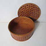 Vintage bamboo rattan round box