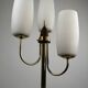 Brass & Teak Three-Light Candelabra Floor Lamp — Scandinavia, 1940s/1950s