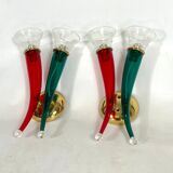 Vintage Pair of Murano glass sconces signed by VeArt, Italy 1970s