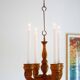 Rustic wooden pendant chandelier candleholder from Smålandsslöjd, Sweden, 1975