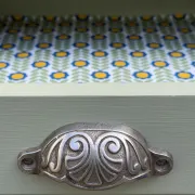 Renovated khaki Art Deco Parisian buffet in beech.