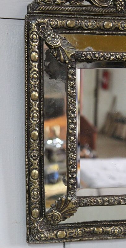 Mirror in repoussé brass, louis xiv style, napoleon iii era – xixth