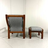 EMC Furniture teak highback easy chair & footstool Denmark 1970’s