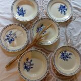 6 assiettes anciennes 1920/30 Badonviller, décor bleu